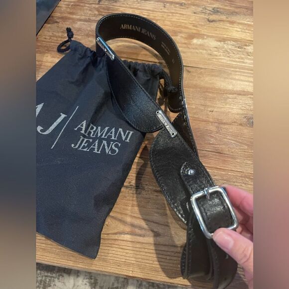 Armani Jeans Black Leather Belt. - Picture 3 of 6